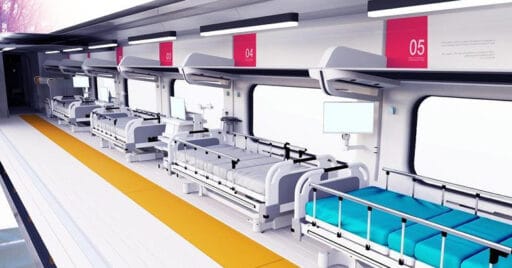 Diseño interior del tren hospital propuesto por la Agencia Espacial Europea