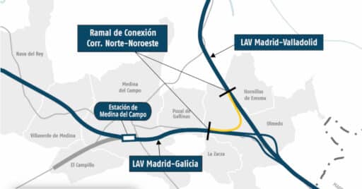 Map of the Olmedo bypass. © MINISTRY OF TRANSPORT AND ADIF.